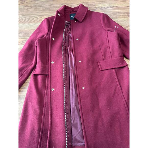 Kate  spade BURGUNDY PEARL BUTTONS A-line Wool Blend Coat size XL - Picture 11 of 13